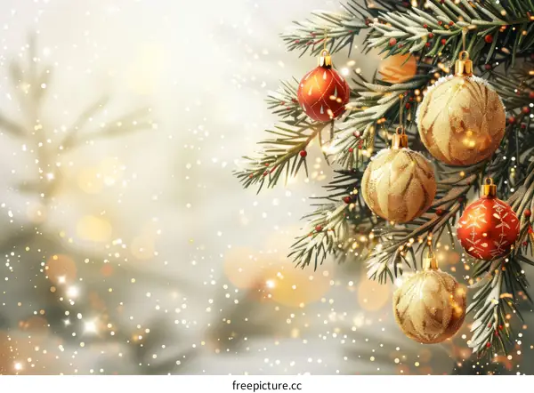 Festive Christmas Tree Decorated with Ornaments