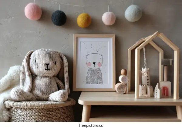 Cute Knitted Bunny Decor in a Nursery