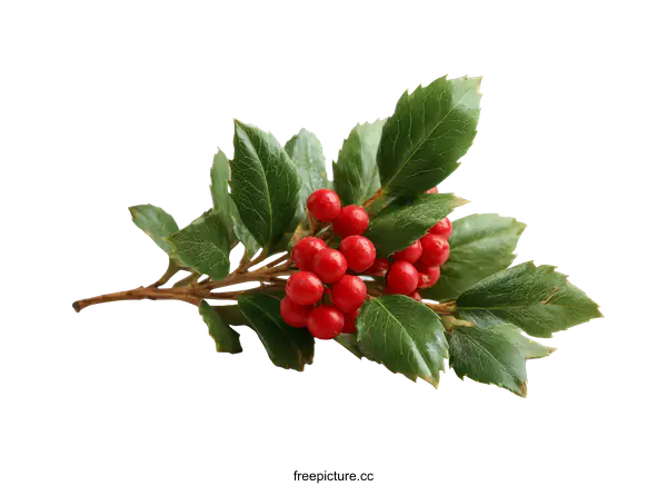 [Transparent Background PNG]Red Berries and Green Leaves Arrangement