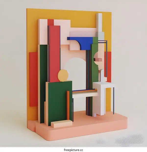 Abstract Art Colorful Shapes 3D Render Geometric