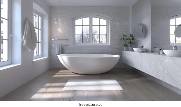 Modern Minimalist White Bathroom Design