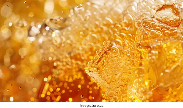 Close Up of Ice Cubes in a Glass of Cold Drink