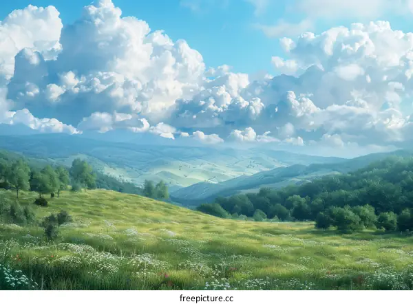 Majestic Mountain Landscape Under a Cloud-Kissed Sky