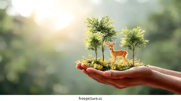 Protecting Nature A Miniature Ecosystem in Hands