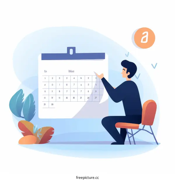 Businessman Planning Schedule & Checking Calendar