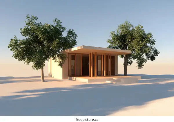 Modern Minimalist Concrete House with Trees