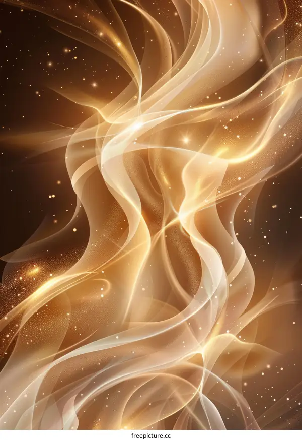 Elegant Waves in Golden Silk Glowing
