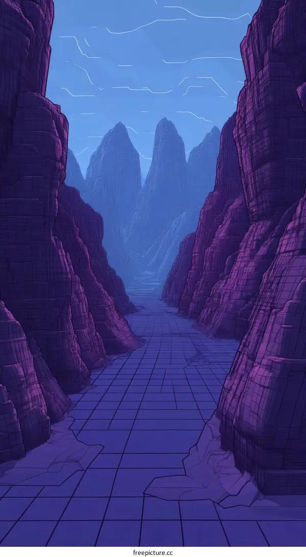 Abstract Mountain Valley Landscape Illustration