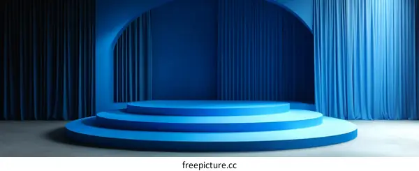 Modern Minimalist Blue Product Display Stage