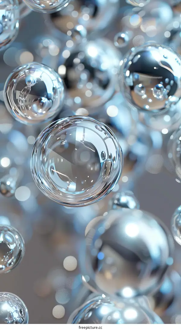 Shiny Transparent Bubbles Reflecting Environment