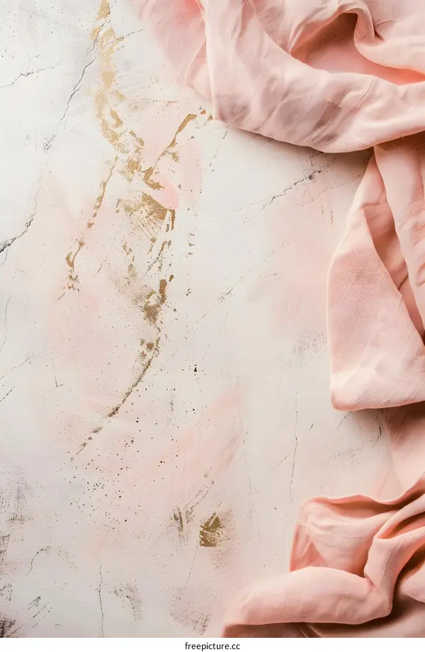 Pink Fabric on White Background with Gold Glitter