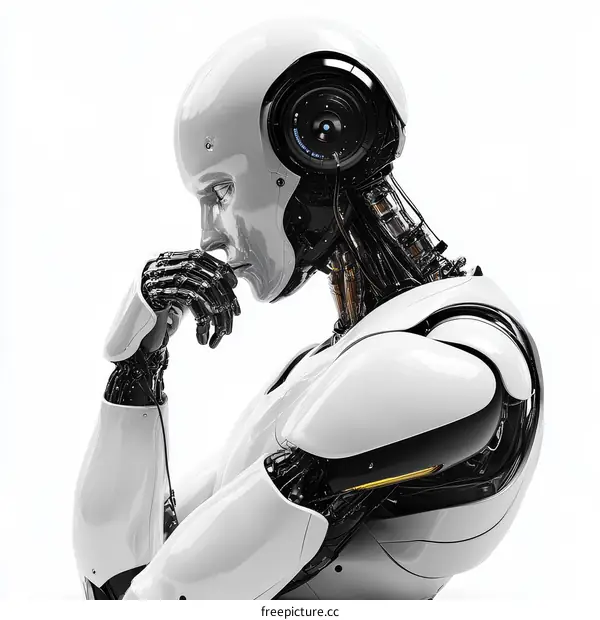 Futuristic Robot Thoughtful Pose