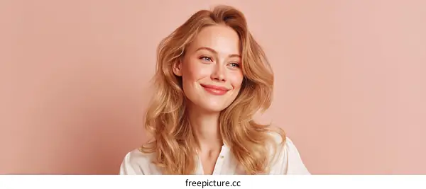 Beautiful Woman with Blonde Hair in a Studio Portrait