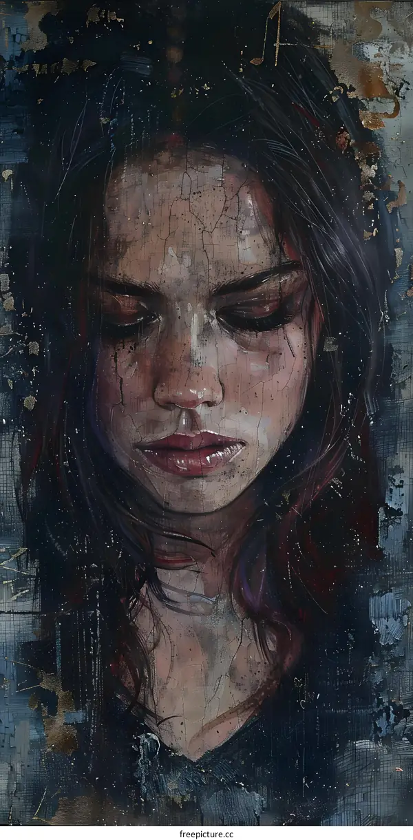 Portrait of a young woman with long dark hair