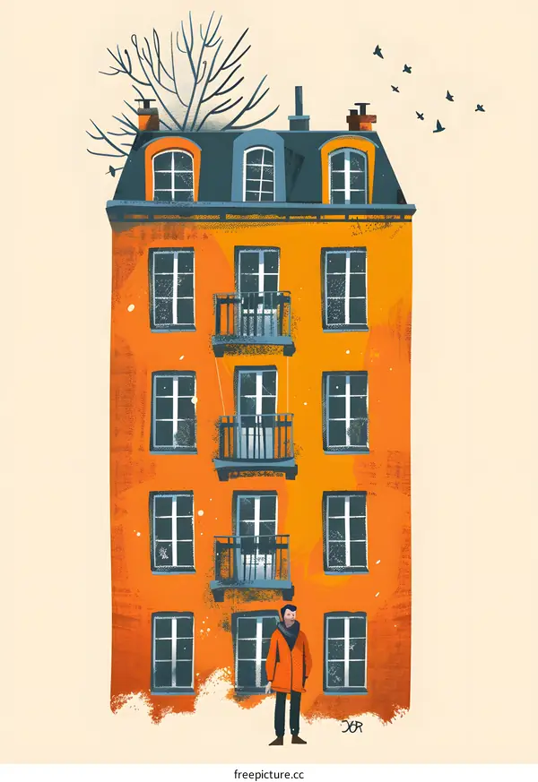 Orange Building with a Person in Front