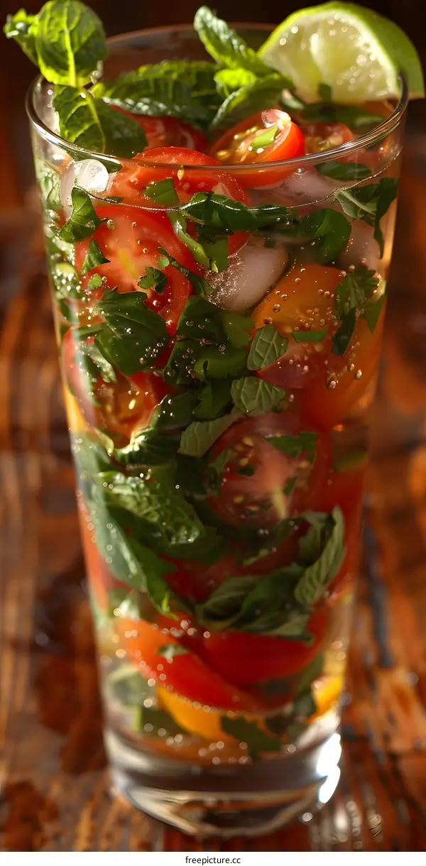 glass of tomato and mint