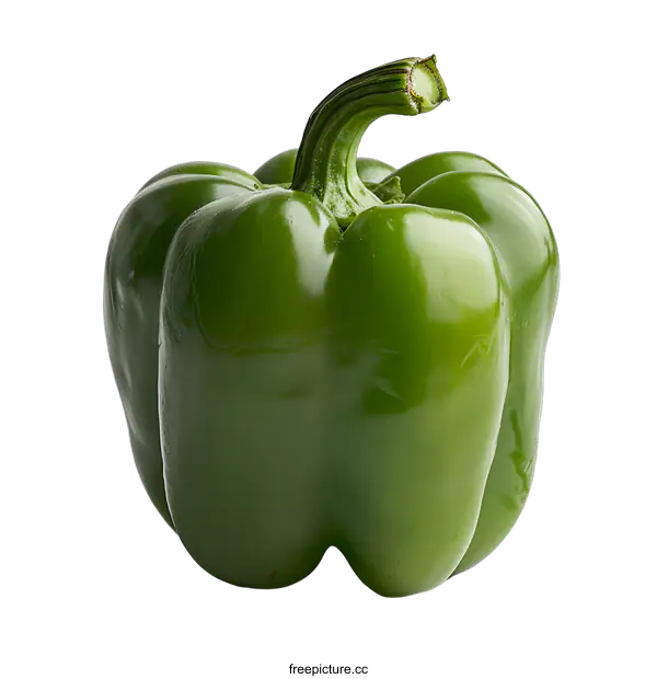 [Transparent Background PNG]Single Green Bell Pepper on White Background