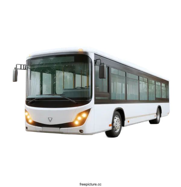 [Transparent Background PNG]Modern White Bus Illustration on a White Background
