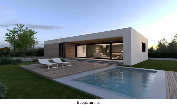 Modern House with Swimming Pool and Deck