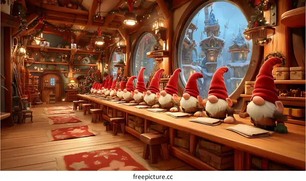 Animated Christmas Gnome Workshop Scene