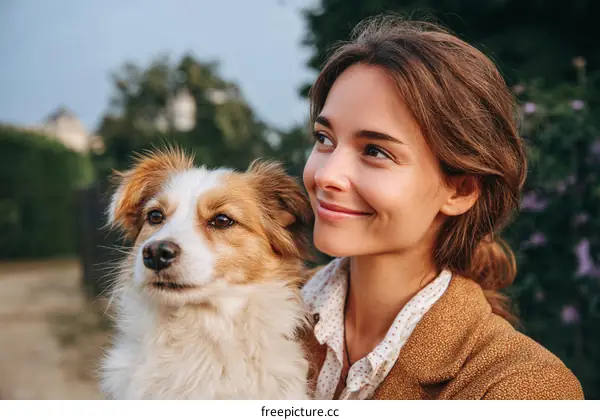Woman with a Dog in a Park