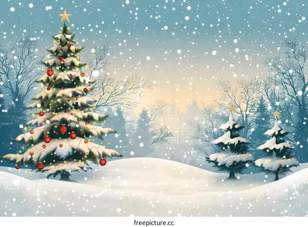 Christmas Snow Scene Illustration