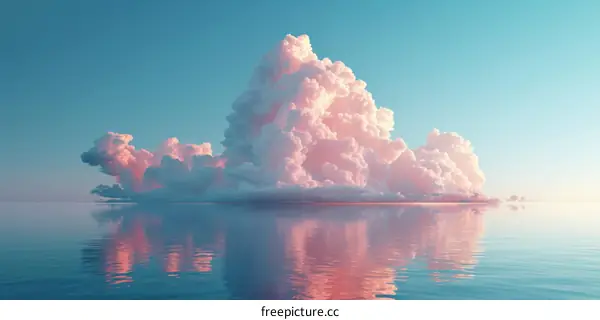 A Pink Dream: A Cloud Hovers Over the Ocean