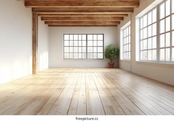 Empty Loft Room with Large Windows