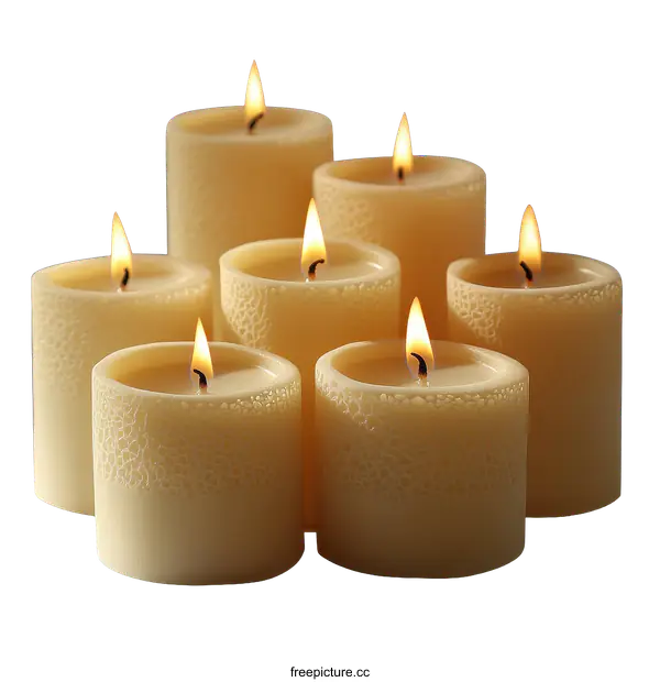 [Transparent Background PNG]Group of Decorative Candles with Flamed Wick