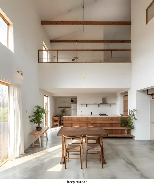 Modern Minimalist Open Floor Plan Kitchen and Dining Room Interior Design