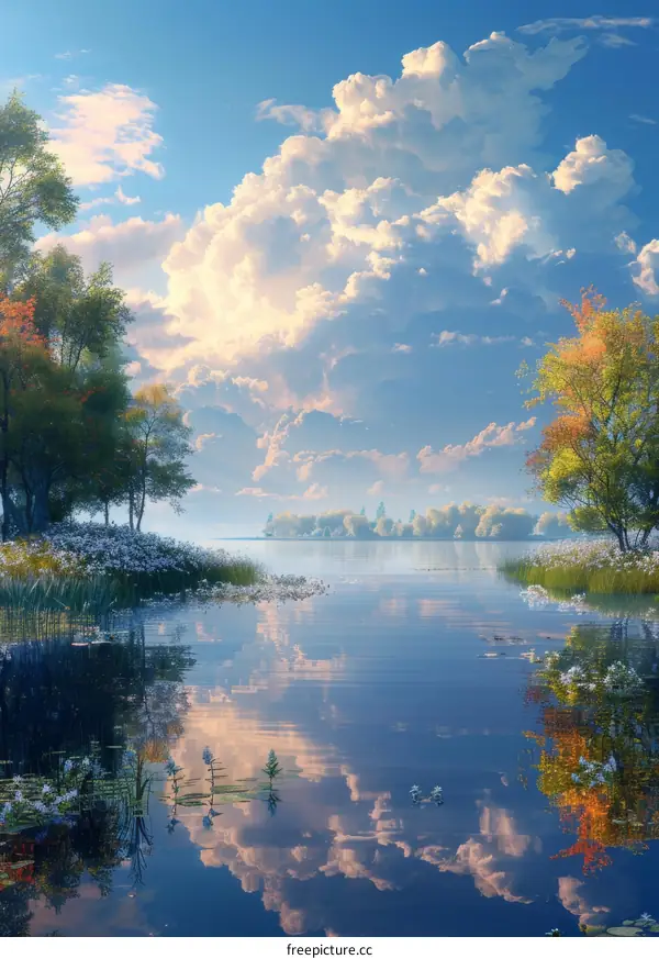 Tranquil Countryside Lake with Serene Blue Water
