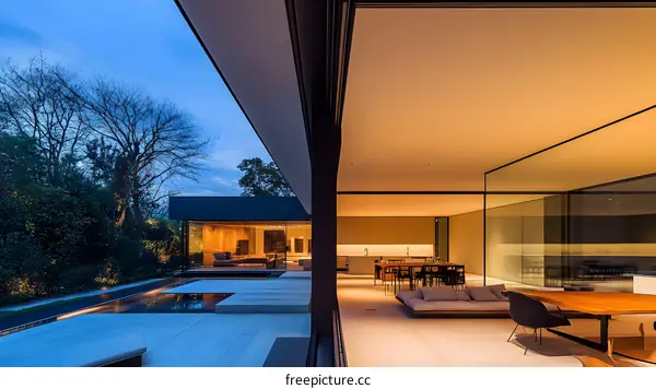 Modern Minimalist Home with Glass Walls and Swimming Pool