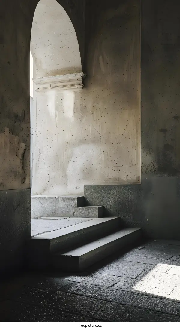 Stone Steps Leading to Light Archway