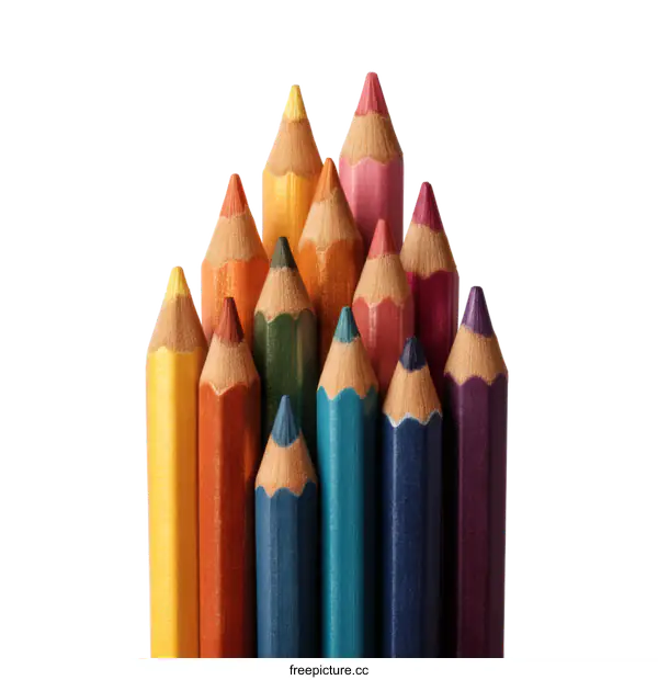 [Transparent Background PNG]Colorful Pencils Arranged in a Triangular Formation