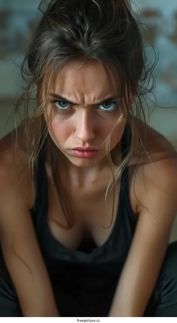 Close Up Portrait of a Woman Expressing Anger
