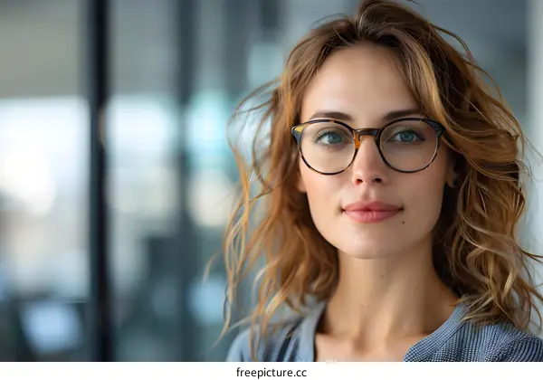 portrait of a young woman wearing glasses