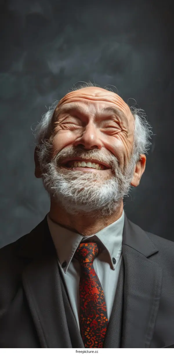 Smiling Senior Man in Elegant Business Suit