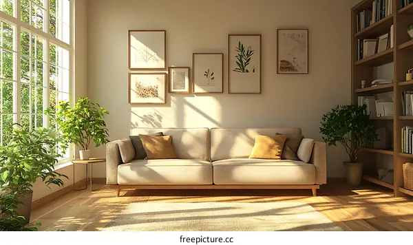 Cozy Living Room with Natural Light and Art