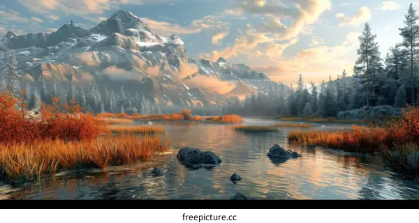 Tranquil Mountain Lake in Rocky Mountain Valley