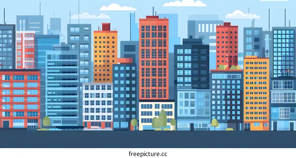 Cityscape with Colorful Buildings