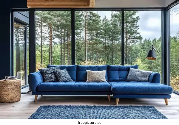 Modern Living Room with Large Windows