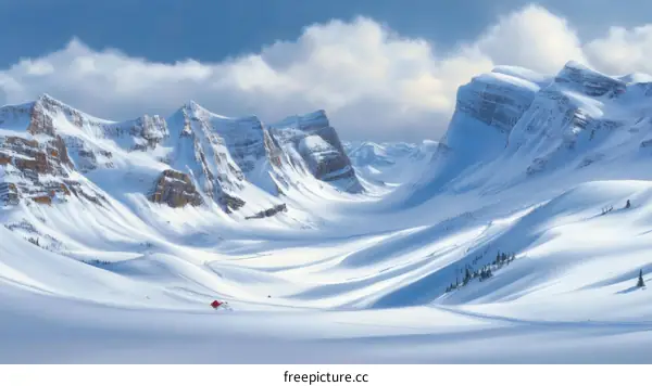Majestic Snow-Covered Mountainscape in Winter