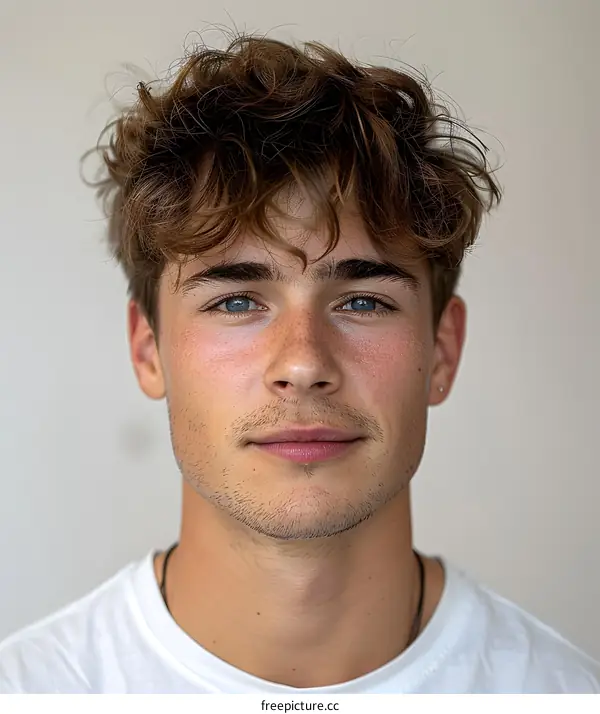 Portrait of a young man with blue eyes