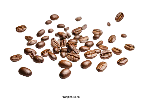 [Transparent Background PNG]Coffee Beans Falling in Slow Motion