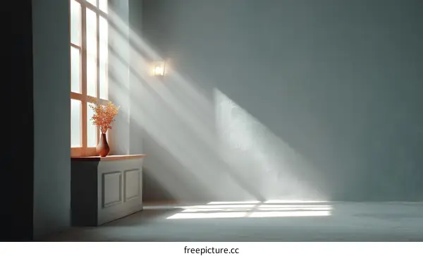 Sunlight Streaming Through a Window in a Simple Room