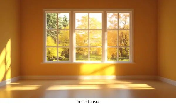 Empty Room with Autumn Window View