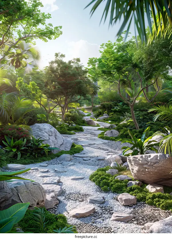 Peaceful Tropical Garden Pathway