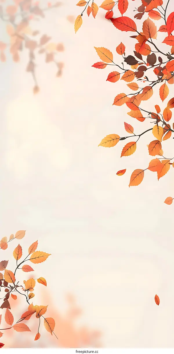 Autumn Leaves Falling on a White Background
