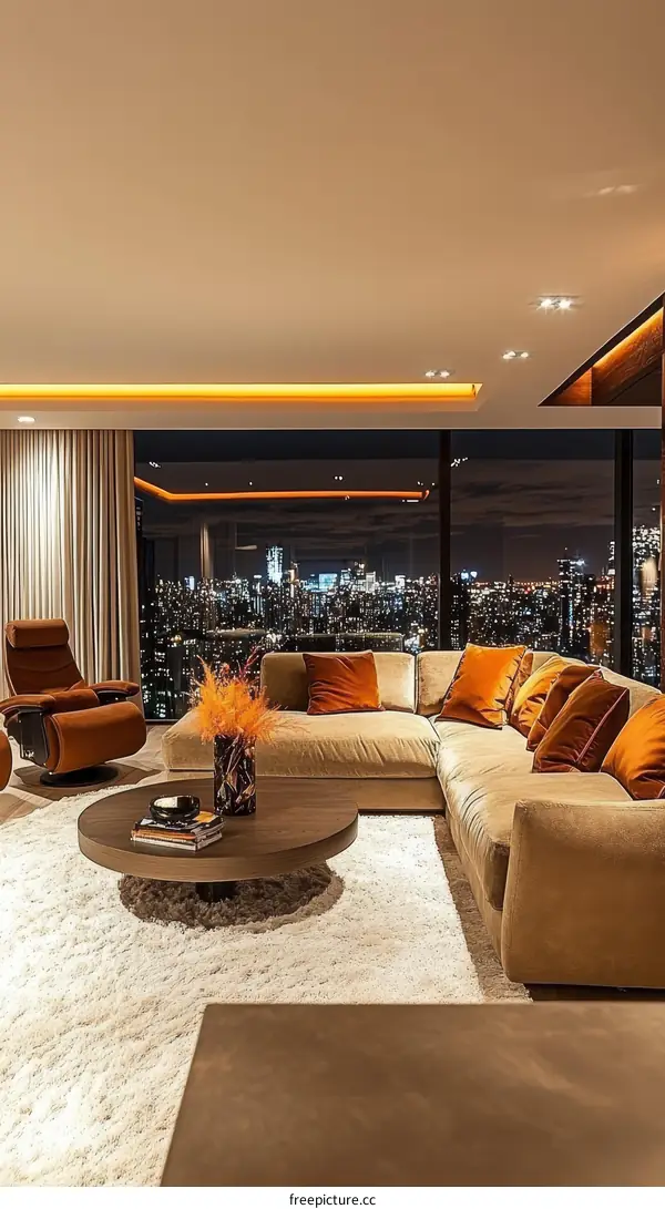 Modern Luxury Living Room with City View
