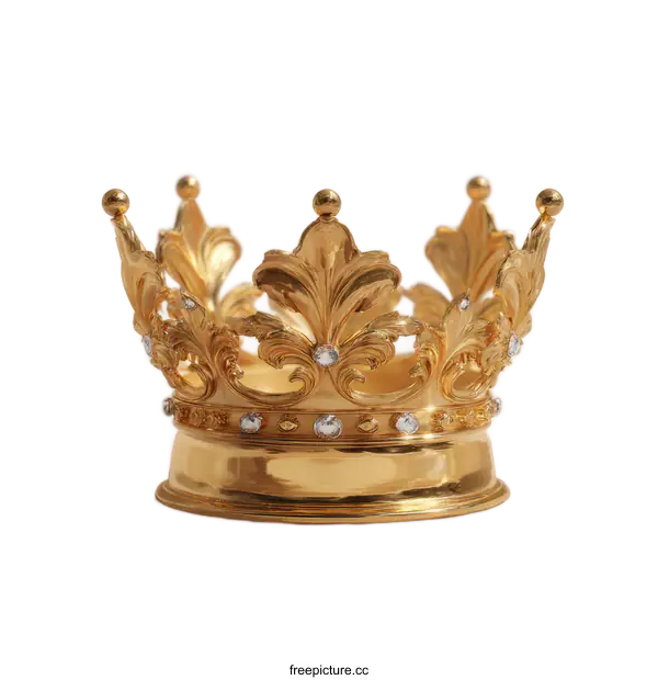 [Transparent Background PNG]Golden Crown with Delicate Embellishments